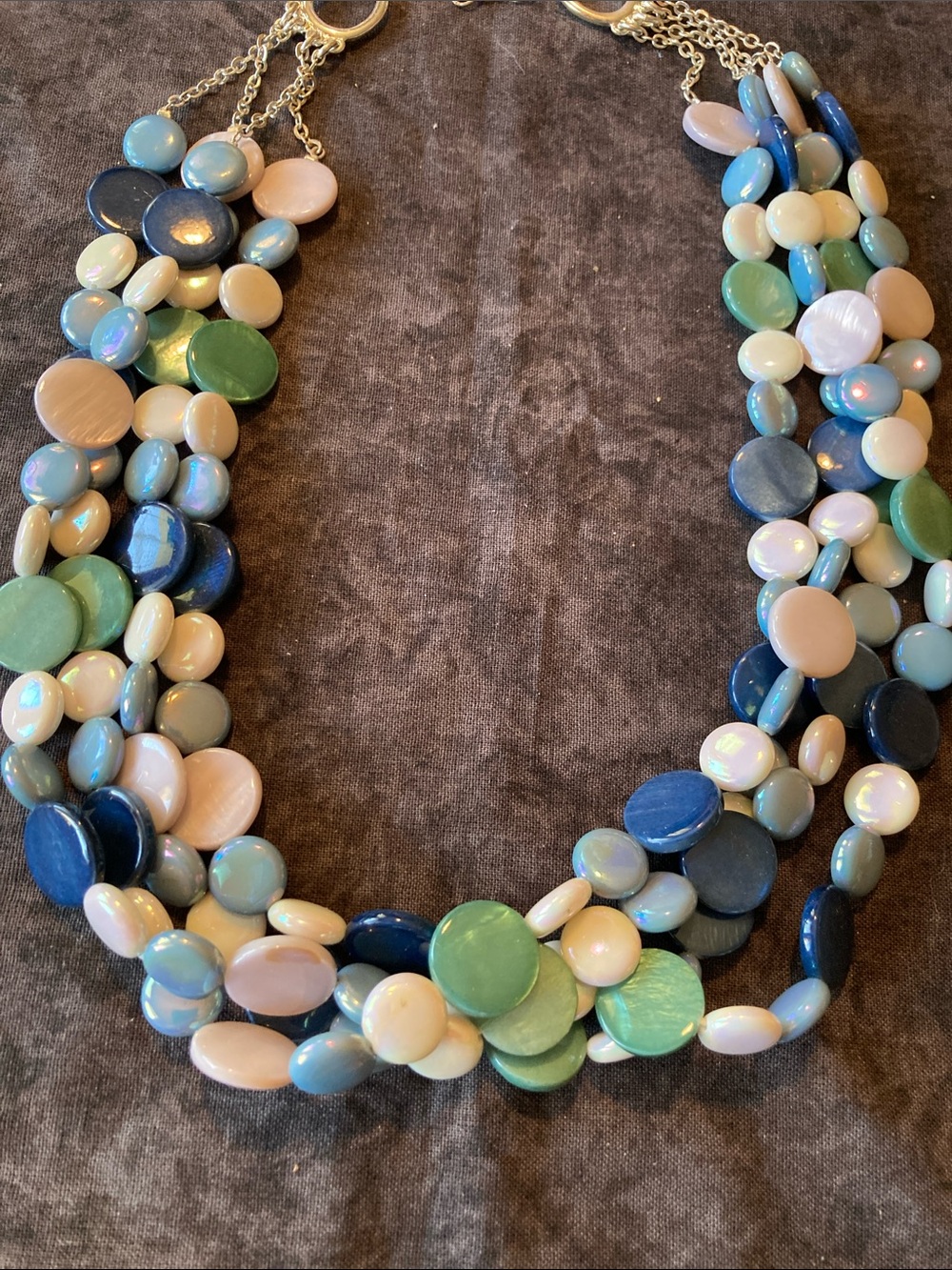 Multistrand Pastel Disc Necklace - Blue, Green, Pink